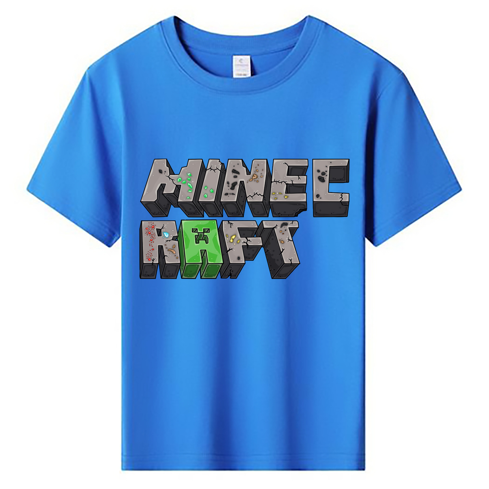 （画像用） マインクラフト ブロックの世界 Minecraft MC Block world 綿100％キッズTシャツ（フロントプリント）